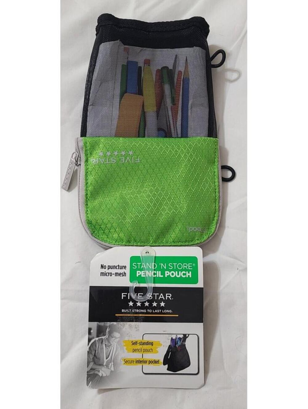 NWT Five Star Stand N Store Pencil Pouch School Supplies 3-Ring Binder Mesh Bag